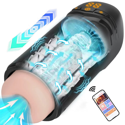 Automatic Male Masturbator Penis Pump with Sucking Vibrating Thrusting Sex Toys for Men Stroker Penis Stimulation LED Display