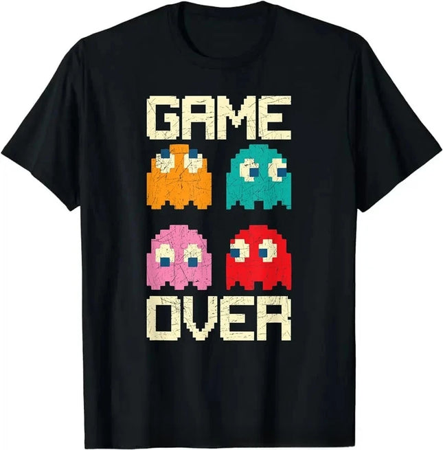Summer Game Over 80s Funny Children T-shirt Nostalgia Arcade Ghost Gamer Kid's Clothing Boys T Shirt Short Sleeve Cotton Tshirt