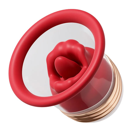Licking Sucking Breast Vibrator Breast Massager 10 Modes Tongue Vibration and Suction Ergonomic Silicone Cup for Nipple Pleasure