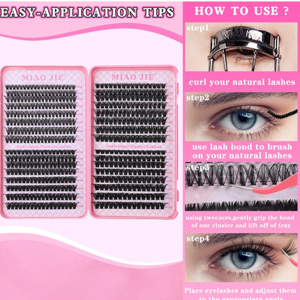 WINKLURE DIY Lashes Extensions Kit 800pcs Lash Clusters 80D/100D Wispy Individual Lashes Mix 9-18mm Cluster Eyelash Extension