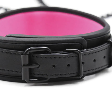BDSM Leather Dog Collar Slave Bondage Belt with Chains Can Lockable  Fetish Erotic Sex Products Adult Toys for Woman Men Couples