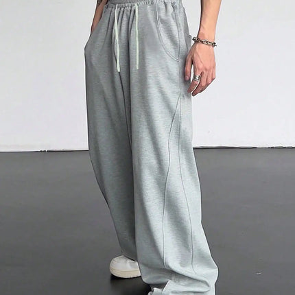 Men's Straight Sweatpants Wide Leg Track Pants Sports Baggy Pants Breathable Outdoor Jogging Pants Fashion Streetwear Trousers