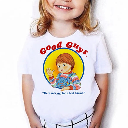 Kids Chucky Children Satan Halloween Horror Ghost Tee Manga Y2K Designer T Shirt Funny Anime Clothes Kid Girl Boy Tops Tees