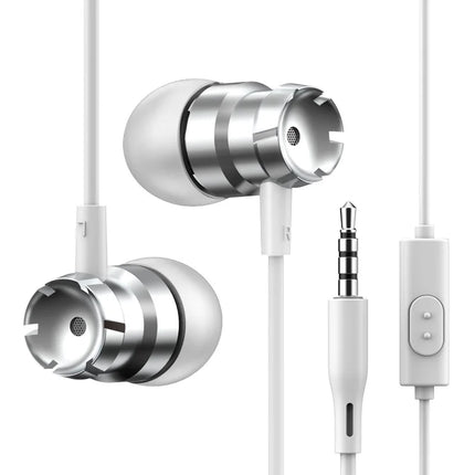 Metal Wired Super Bass Earbud 3.5mm Built-in Microphone Hand Free Noise Reduction Gaming Universal Headset Sport Earphone