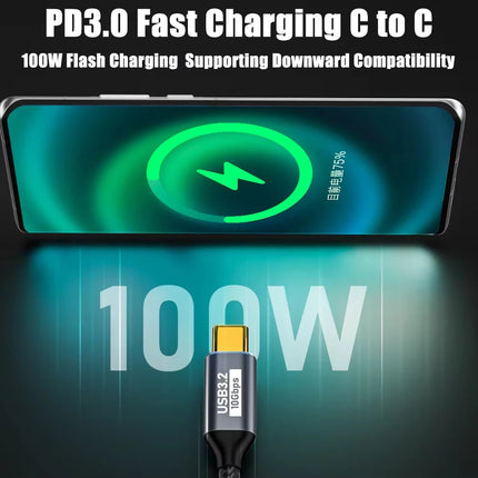 100W USB-C 3 Gen2 10Gbps Cable Type-C to C 4K@60Hz Video Cable QC3.0 5A Fast Charging Cable For iPhone16 17 MacBook Pro Samsung