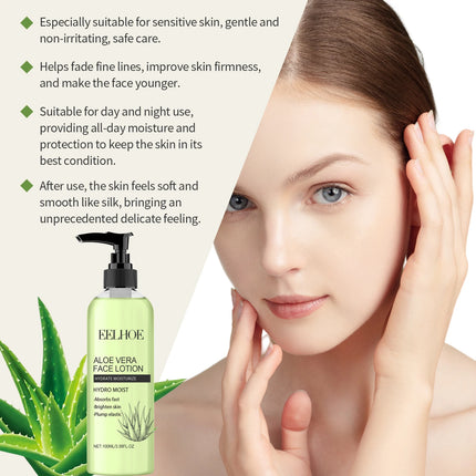 Aloe Vera Face Moisturizing Lotion Nourishing Daily Cream Reduces Dryness & Improves Skin Texture Non-Greasy Glow Skincare