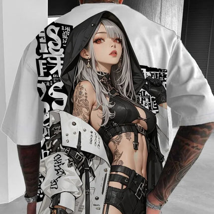 Men's and Women's Summer Fashion 3D Print Japanese Anime Printing T-shirt Casual Polyester Round Neck Casual Short Sleeve Tees