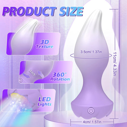 Remote Control Rotation Rose Butt Plug for Men Women Wiggle Anal Vibrator Gay Anal Plug LED Adult Sex Toys for Couples Supplies