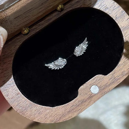 Fashion Silver Color Zircon Wing Stud Earrings for Women Luxury Shiny Crystal Geometric Personality Ear Bone Nail Jewelry Gifts