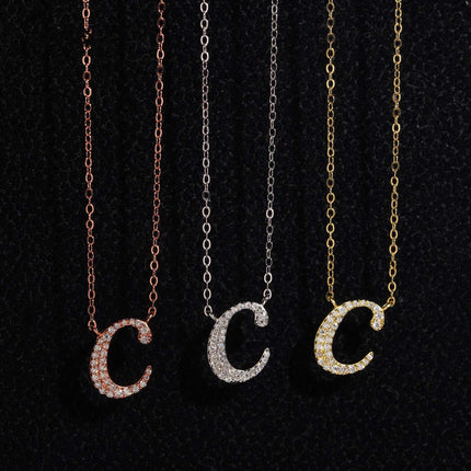 Iced Out Pendant Necklace  925 Silver Initial VVS Moissanite Letter Pendant Link Chain Necklace A-Z  for Men Women