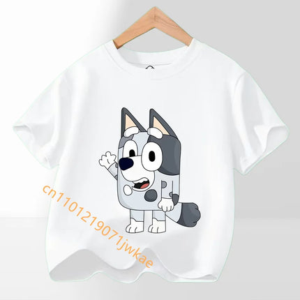 Bluey Bingo T-shirt Children's Summer Multi-color Clothing Girl Trendy Base Top Cute Cartoon Figure Print Tees Kids Birthday Gifts