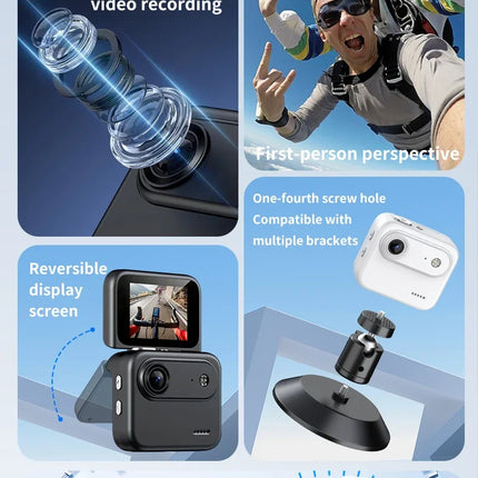Y360 4K Ultra HD Action Camera With Flip Screen Recording VLOG-Ready Image Stabilization Wide-Angle Lens Cycling Camera