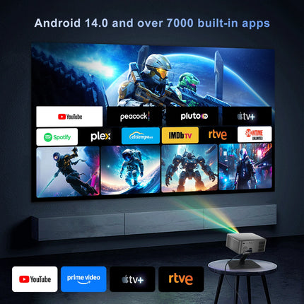 Salange New Smart Projector Android 14 5G Wifi6 Bluetooth Mini Beamer Home Cinema Theater Outdoor TV 4K Movie Portable Projector