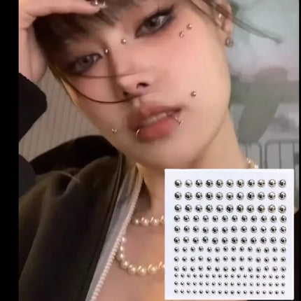 Sticker Fake Belly Eyebrow Lip Piercing Stud Non Piercied Earring Stud Set New Fake Nose Ring Piercing Jewelry Dermal Anchor Top