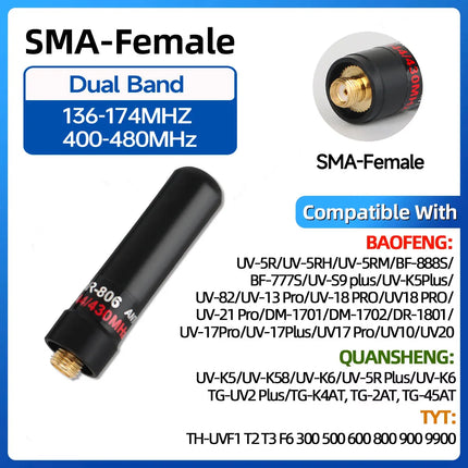 ABBREE CS Tactical Antenna SMA-Female Dual Band VHF UHF 144/430Mhz Foldable For Walkie Talkie Baofeng UV-21 UV-5R QuanSheng K5
