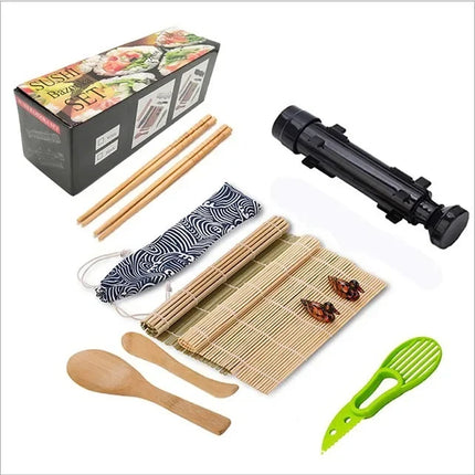 Sushi Maker Set Machine Sushi Mold Bazooka Roller Kit Vegetable Meat Rolling bamboo mat DIY Rice and Vegetable Roll Sushi Mold S