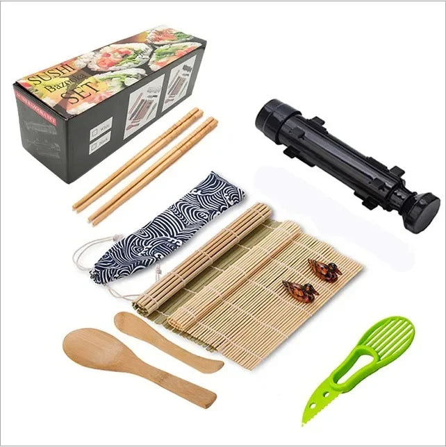Sushi Maker Set Machine Sushi Mold Bazooka Roller Kit Vegetable Meat Rolling bamboo mat DIY Rice and Vegetable Roll Sushi Mold S