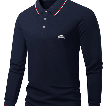 Men's long-sleeved polo shirt with embroidered spring and autumn casual polo shirt