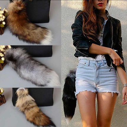 40cm Furry Animal Tails Keychain Gifts Cute Plush Fox Tail Keyrings for Women Bag Backpack Car Key Charms Wholesale
