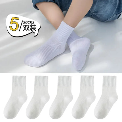 5 Pairs 1-12 Years Children's Cotton Socks Spring Autumn Cartoon Dinosaur Black White Grey Baby Girls Toddler Kids Boys Socks
