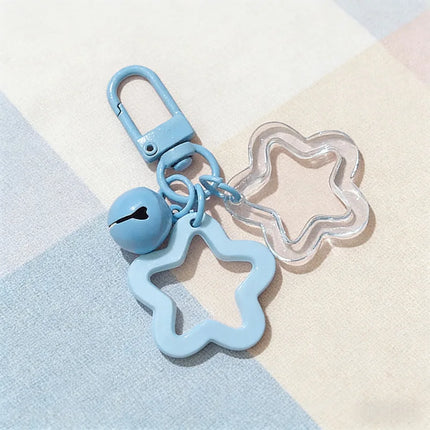 Acrylic Creative Cute Hollow Design Star Bell Keychain Pendant For Men Women Bag Charm Car Keychain Accessories Jewelry Gifts