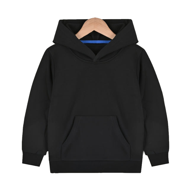 Toddler Boy Black Hoodie - Casual Pullover Sweatshirt with Kangaroo Pocket, Soft Stylish Top