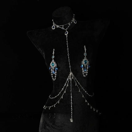 Nipple Clips Collar Sexy Body Chains Erotic Sapphire  Breast Restraints BDSM Training Anal Plugs in Various Sizes Adult Sex Toys