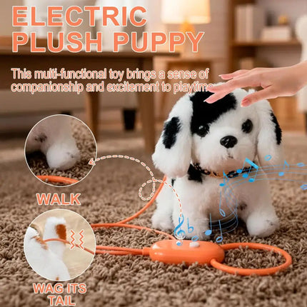 Electric Simulation Puppy Plush Toys Interactive Dog Robot Walking Barking Tail Wagging Toy For Kids Birthday Xmas Gift S3r4