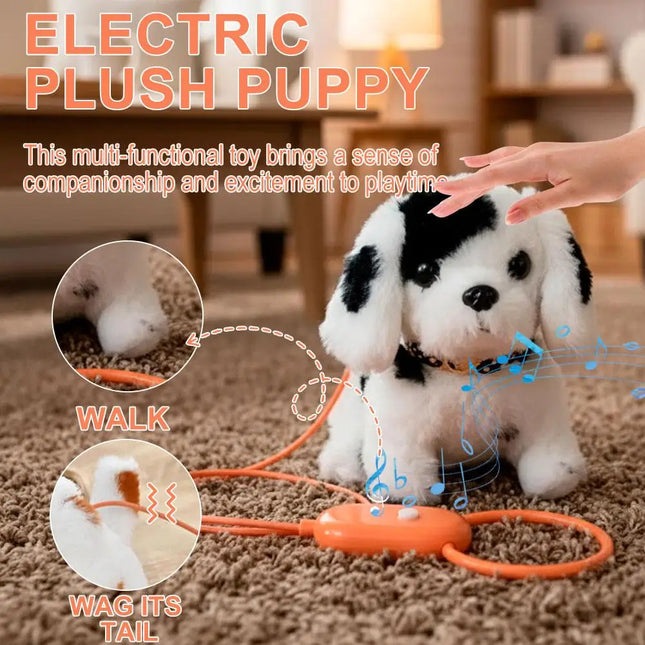 Electric Simulation Puppy Plush Toys Interactive Dog Robot Walking Barking Tail Wagging Toy For Kids Birthday Xmas Gift S3r4