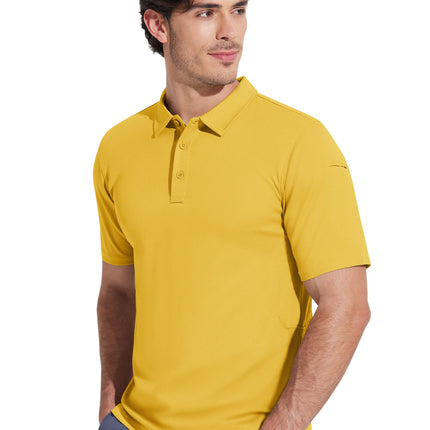 MAGCOMSEN Men's Tactical Polo Shirt Quick Dry Performance Pique Work Golf Shirt Sunglasses Loop Sleeve Pen Pocket