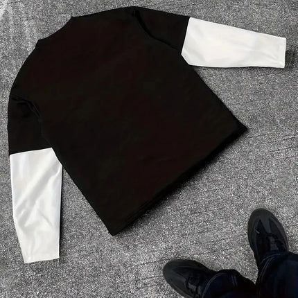 New men's long-sleeved T-shirt for Spring and Autumn 2025 featuring street fashion and comfort with 3D star pattern printing