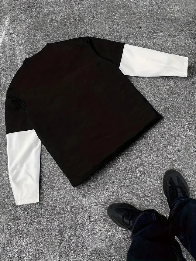 New men's long-sleeved T-shirt for Spring and Autumn 2025 featuring street fashion and comfort with 3D star pattern printing