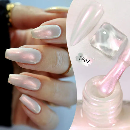 LILYCUTE 7ml Glitter Nail Polish Colorful Bright Shining Pearl Auroras Effect Shell Manicue Nail Art Varnish No Need Lamp Cured