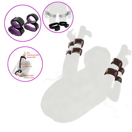 Adult SM Sex Restraint Handcuffs Slave Tools Bdsm No Vibrators Sexy Wrist To Ankle Cuffs Open Leg Hand Toys Bondage For Couple