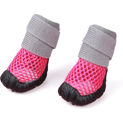 Breathable Mesh Small Dog Shoes, Anti-Slip Rubber Sole, Adjustable Paw Protectors for Hot Pavement, Walking Running Boots Summer