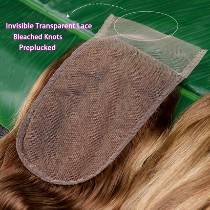 P4/27 Color 4x6 Transparent Lace Closure Highlight Body Wave 100% Human Hair Preplucked Bleached Knots Invisible Lace For Women