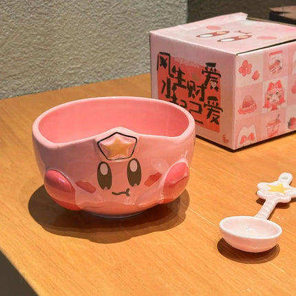 Cute Star Kirby Cartoon Peripheral Ceramic Rice Bowl Personal Dining Bowl Special Beautiful Bowl Children'S High End Home Furnis