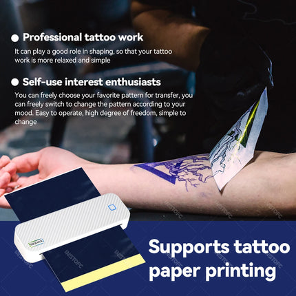 Portable A4 Thermal Printer Bluetooth Photos PDF Document Printing Machine Folded Rolls Paper For Office Work Home School Travel