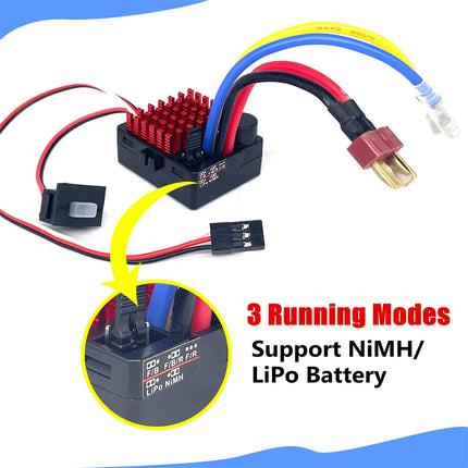 1060 RTR 60A ESC Brushed Electronic Speed Controller 2-3S LiPo Waterproof BEC 6V3A for 1/10 Axial SCX10 TRX4 TRX6 D90 HPI