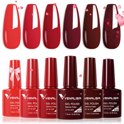 6pcs/kit VENALISA Valentine's Day Collection Lovely Pink Nails HEMA FREE TPO FREE Soak Off UV LED Semi Permanent Set Gel Varnish