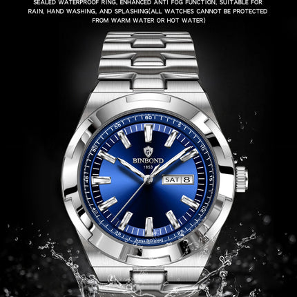BINBOND New Luxury Quartz Men's Wristwatch Sport Men Watches Waterproof Luminous Date Week Stainless Steel Men's Watch Male Reloj