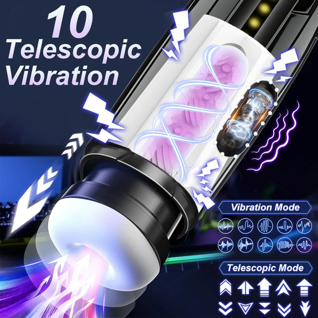 3 IN 1 Automatic Telescopic Sucking Male Masturbator Cup  Enlargement Penis Pump Vibrating Pussy Real Vagina Sex Toys for Men
