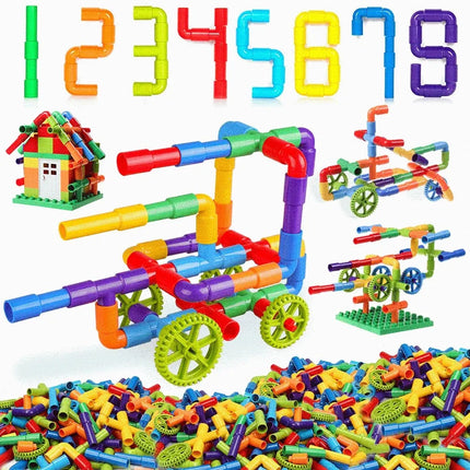 New DIY Water Pipe Building Blocks Assembly Design Plastic Construction Splicing Pipes Montessori Building Blocks Children