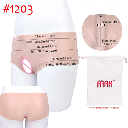 FAAK Silicone Crossdresser Thong Panty Camel Toe Hiding Gaff Shaping Brief Insertable Sexy Fake Pussy Vagina Underwear