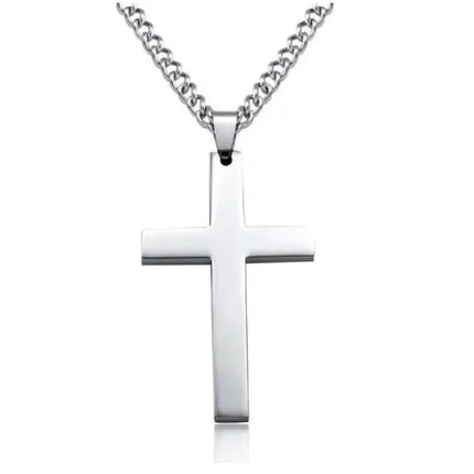 New minimalist cross necklace pendant accessory with chain cross-border e-commerce AliExpress simple smooth surface