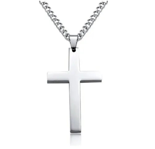 New minimalist cross necklace pendant accessory with chain cross-border e-commerce AliExpress simple smooth surface