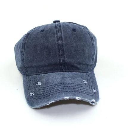 1pc Solid Distressed Perforated Mesh Washed Baseball Cap, Breathable Sun Protection Accessory For Spring and Summer，adjustable