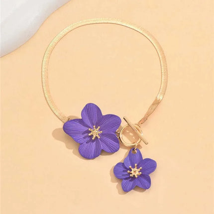 Fashion Cherry Blossom Charm Anklets for Women Summer Beach Accessories Gold Color Chain Anklet Leg Bracelets Wedding Gift