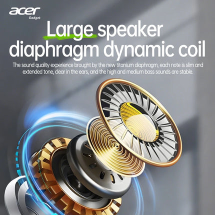 Acer Ohr503 Wireless Bluetooth Headphones with In-Ear Design, High-Definition Sound Quality, Noise Reduction for Calls, Comfortable to Wear, Suitable for Sports, Running, and Cycling, Compatible with Mobile Phones and Tablets