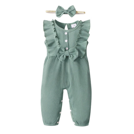 0-18 Months Baby Girl Bodysuit Newborn Baby Girl Romper Sleeveless Jumpsuits+Headband Infant Girl Summer Fashion Playsuit Outfit